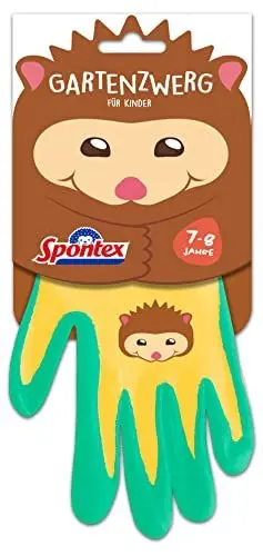 Produktbild: Spontex Gartenzwerg Handschuhe, Gartenhandschuhe für Kinder, ideal für das Spielen und Arbeiten im Garten, mit Nitrilbeschichtung, Farbe nicht frei wählbar, 1 Paar, 7-8 Jahre