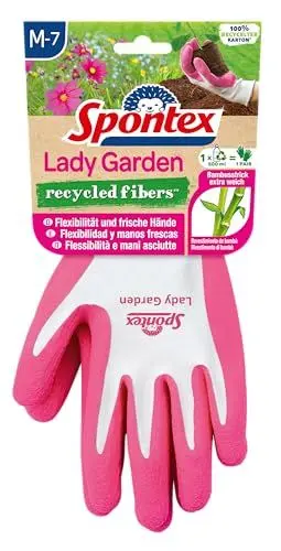 Produktbild: Spontex Lady Garden Gartenhandschuhe mit extra weichem Strick aus Bambus-Viskosefasern und recyceltem PET, Größe M, 1 Paar, Farbe nicht frei wählbar