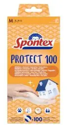 Produktbild: Spontex Protect Einmalhandschuhe aus Vinyl, ungepudert und latexfrei, vielseitig einsetzbar, in praktischer Spenderbox, Größe M, 100er Pack
