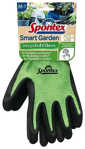 Produktbild: Spontex Smart Garden Gartenhandschuhe, Touchscreen kompatibel, aus recycelten PET-Flaschen, mit Nitrilbeschichtung, Größe M, 1 Paar