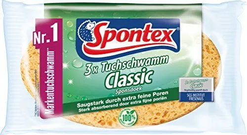 Produktbild: Spontex Tuchschwamm Classic, super saugstarke Tuchschwämme, universell einsetzbar (1 x 3er Pack)
