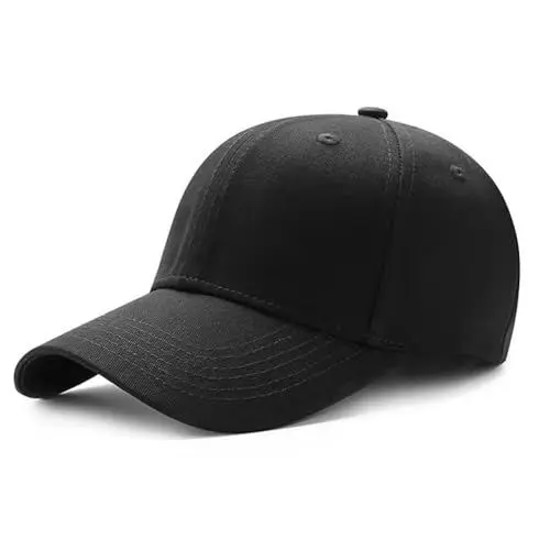 Produktbild: Sporgard Unisex-Baseballkappe für Damen und Herren, einfarbig, verstellbar, bequeme Sommermütze, Schwarz, Medium