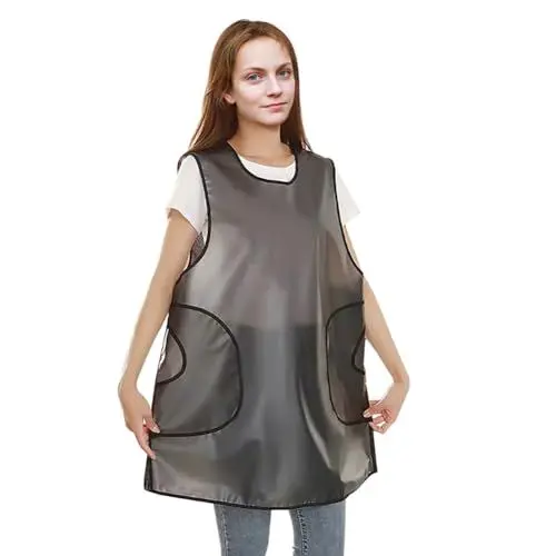 Produktbild: Sporgard Wasserdichte Küchenschürze für Damen Herren mit 2 Taschen, Koch- und Backschürze mit Klettverschluss, Schwarz, Medium