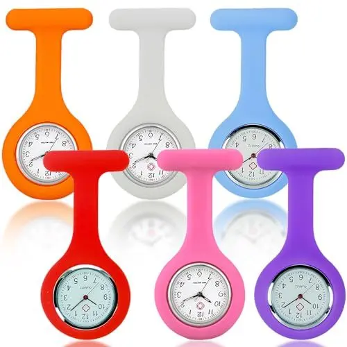 Produktbild: Sporgo 6 Stück Krankenschwester Uhr: Schwesternuhr Ansteck mit Clip Taschenuhr Schwesternbrosche, Krankenschwesteruhren aus Silikon, Schwesternuhr Ansteckuhr Quarzwerk für Arzt, Pfleger und Student