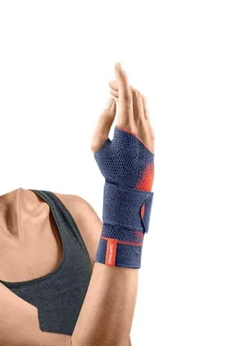 Produktbild: SPORLASTIC – MANUDYN SUPREME Handgelenkbandage RECHTS 3D-Gestrick– Orthopädische Handgelenkstütze mit anatomischer AIR-MATRIX Silikonpelotte zur Unterstützung des Ulnarköpfchens – Orange Größe M