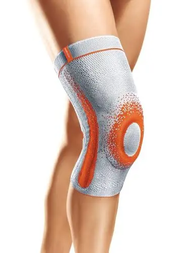 Produktbild: SPORLASTIC - GENU-HiT Supreme Kniebandage für rechts & links - Medizinische Kniestütze mit Patellaring & Seitenstabilisatoren für optimale Kniestabilität im Alltag - Platinum Größe 4