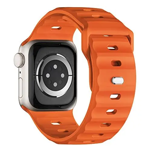 Produktbild: Sport Armband Kompatibel mit Apple Watch Ultra 2 Armband 49mm 46mm 45mm 44mm 42mm für Herren, Silikon Wasserdicht Band für Apple Watch 10 9 8 SE 7 6 5 4 3 Ultra, Orange