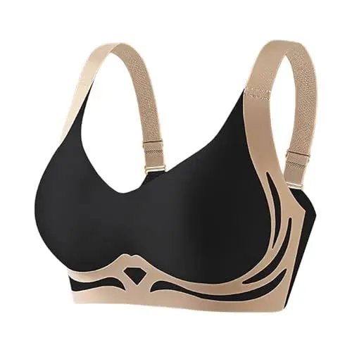 Produktbild: Sport BH Damen Ohne Bügel Push Up Comfy Große Brüste Seamless Größen Starker Halt Für Yoga Jogger Laufen Top Fitness Bustier Softschalen Backless Sports Bra BH-Ohne Entlastungs Bralette Women's
