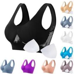 Produktbild: Sport BH Damen ohne Bügel Sexy Damen-BHS Klassische Bustier Warehouse Deal Angebote Bralette Starker Halt Yoga Bra Stretch Sportbh Baumwolle Racerback Büstenhalter Warehouse Deal Schwarz 4XL