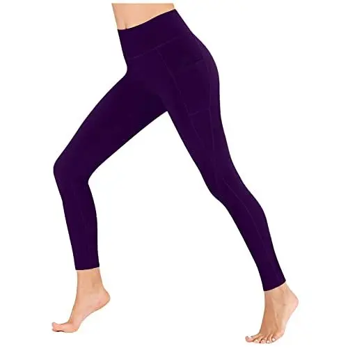 Produktbild: Sport Leggings Damen Gym Leggins Frauen Mit Taschen Sportleggins Lang Gym Push Up Stretch-Jeggings Blickdicht Bauchweg Sporthose Weiche Hosen Elastisch Yogahose Festival Outfit Laufhose