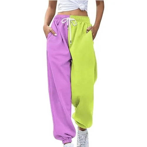 Produktbild: Lange Wasserdichte Mäntel Frauen Lose Atmungsaktive Farbblockierung Farbverlauf Freizeithose Seitentaschen Beinöffnung Kordelzug Saisonale Freizeithose Damen Freizeithose Damen Hose Elegant Business