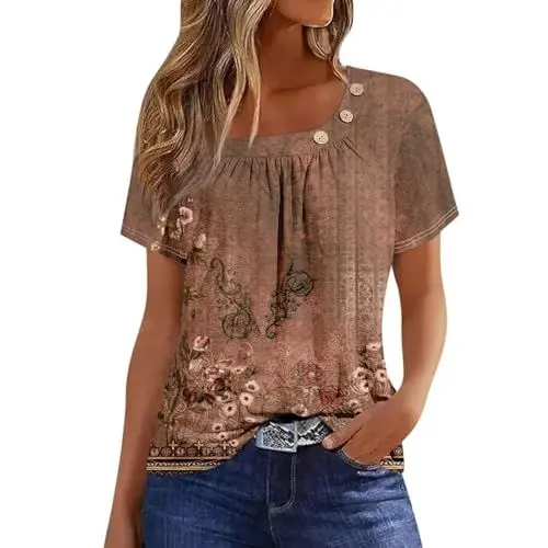 Produktbild: Sport Shirt Country Tops Crop Tops Damen Ärmellos Racerback Rundhals Tank Top Damen Sport Oberteile T-Shirt Tunika Damen Sommer Kurzarm Wickelbluse Damen 3/4 Ärmel Muslin Orange L