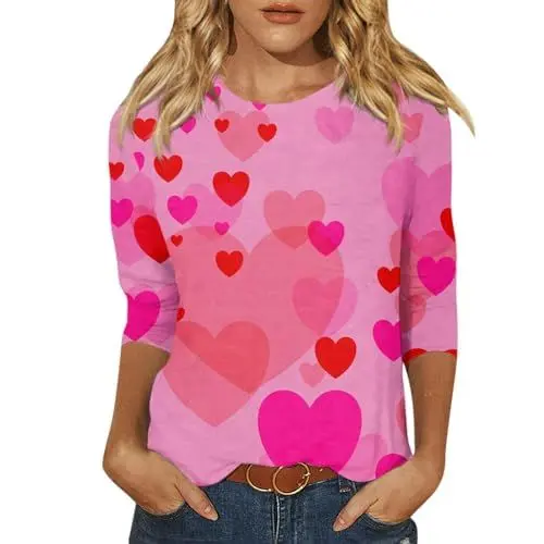 Produktbild: Sport Shirts für Damen T Shirt Weiss Damen Damen Top Weiss Tshirt Damen Hellblau Kleidung Damen T Shirt Bluse mit Stickerei Damen Weisse Tshirts Damen V Ausschnitt Tshirt Rosa S