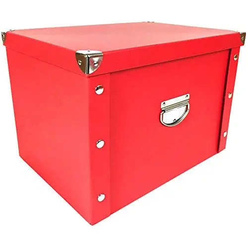 Produktbild: Sport Tent-Aufbewahrungsbox mit Deckel Faltbare Lagerung Box aus Pappe Deko-Kartons Ordnungsboxen Organizer Aufbewahrungskiste Transportbox 38 * 27 * 26.5 cm Rot