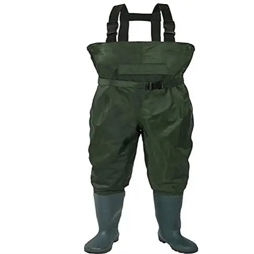 Produktbild: Sport Tent-Wathose wasserdichte Anglerhose bis Brust Waders verschleißfest Nylon-PVC Watstiefel Teichhose Größe wählbar 38-47 mit eingearbeiteten Stiefeln (40)