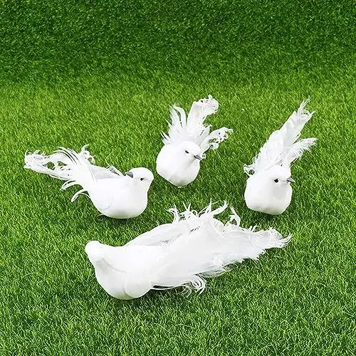 Produktbild: SPORTARC 4 Stück künstliche Tauben aus Schaumstoff Tauben Friedenstauben für Hochzeit Deko