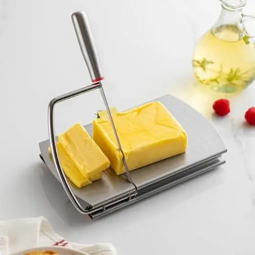 Produktbild: Edelstahl Käseschneider, Käsehobel, Käseschneider Handgefertigtes Schneidebrett Butterschneider Wurstschinken Trennwand Schneiden