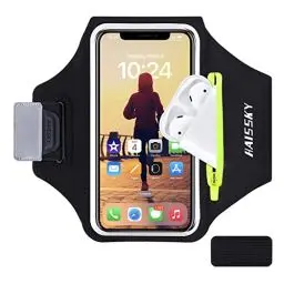 Produktbild: Sportarmband mit Handyhalterung, wasserabweisend, Sportarmband mit TWS-Kopfhörer-/Schlüsselhalter, Sportarmband für Galaxy S20 S10, für Läufer, Fitnessstudio, Joggen, Radfahren, Laufen, 15,7 cm