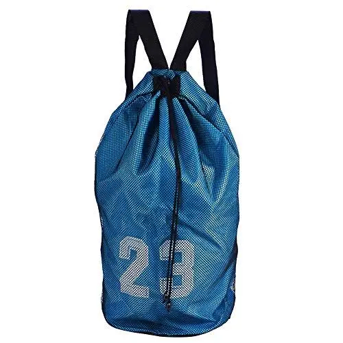Produktbild: Sportballtasche, Netzrucksack Kordelzugtasche Basketballtasche mit Verstellbarem Schultergurt zum Halten von Fußball, Volleyball, Schwimmausrüstung (Blau)