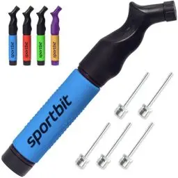 Produktbild: SPORTBIT Ballpumpe mit 5 Nadeln Set - Handpumpensystem zum Aufpumpen - Passt für jeden Sportball Volleyball Basketball Fußball Gymnastik Soccer Ball, Aufblasgerät Luftpumpe