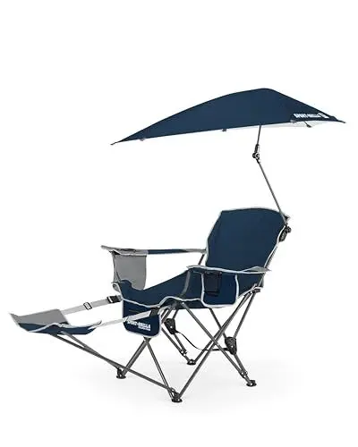 Produktbild: Sport-Brella Herren Reclining Recliner Chair, für Entspannen, Leicht|Fußstütze|Seitentasche, Edelstahl, Midnight Blue, L x W x H 8.00 x 8.00 x 39.00 Inches