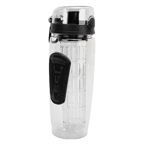 Produktbild: Sport-Fruchtaufgussflasche, Große Kapazität, Auslaufsicher, Sicher, Wiederverwendbar, Bruchsicher, Fruchtaufguss-Wasserflasche Zum Wandern (BLACK)