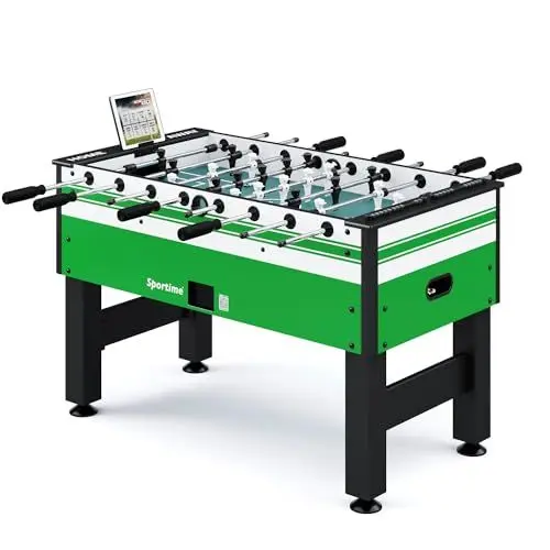Produktbild: Sportime Tischkicker Connect & Play | Profi Kickertisch mit App-Funktion | Laminiertes Spielfeld, Gleitlager, Niveauausgleich, Zählwerke | In versch. Farben | 142x75x87,5 cm | 63 kg