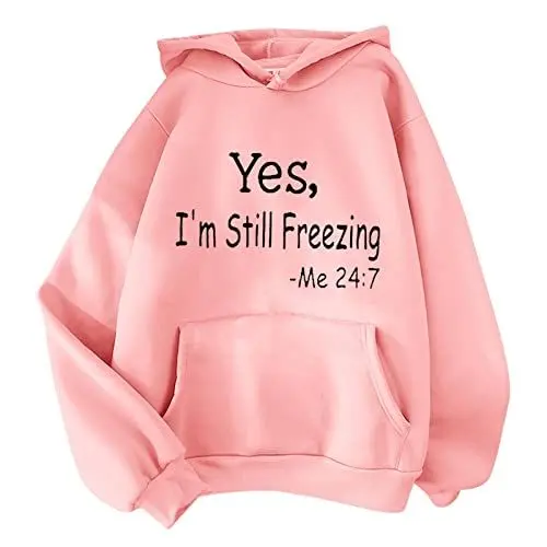 Produktbild: Pullover Damen, Modische Hoodies & Sweatshirts, Hoodie Damen, Oversize Kordelzug, Bedrucken Kapuzenpullover Sweatshirt mit Taschen, Kuschel Sweatjacke, Übergangs Hoody Oberteile Langarmshirt