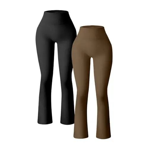 Produktbild: Sportleggins Damen Lang, Skims Dupe Outdoor-Sport High Waist Schlaghose Schwarz mit Taschen Push Up Trainingshose Bequeme Jogginghose Ausgestelltem Bein Bootleg Yogahose Flared Leggings Freizeithose