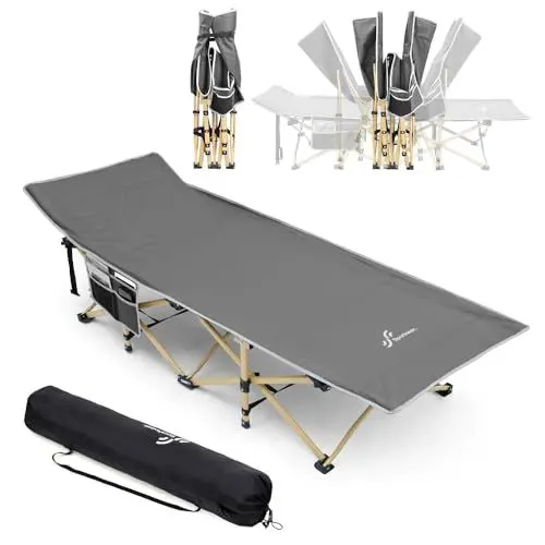 Produktbild: Sportneer Campingbett, Camping Bett mit Tragetasche für Erwachsene, Extra Breit Faltbar Klappbett Feldbett Campingbett für Outdoor Garten Innen
