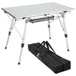 Produktbild: Sportneer Klapptisch Campingtisch für draußen:Tragbarer Picknicktisch mit Verstellbarer Höhe, Klappbarer Campingtisch mit aufrollbarer Aluminium Tischplatte zum Zelten Camping Garten Küche,Silber