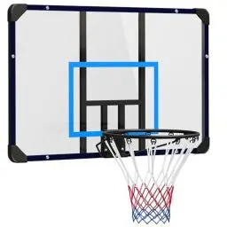 Produktbild: SPORTNOW Basketballkorb für Outdoor & Indoor, Basketballbrett mit Stahlkorb und Netz, Wandmontage, Mini-Basketballkorb für Kinder & Erwachsene, 113 x 61 x 73 cm, Blau