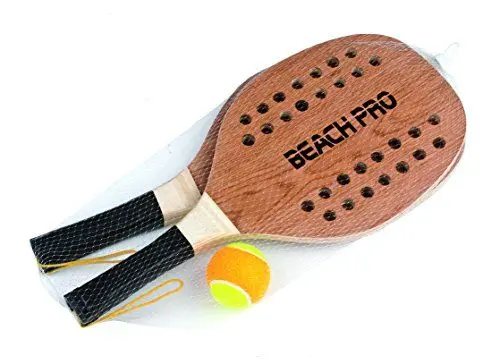 Produktbild: SPORTONE Unisex – Kinder MANDELLI 1 Paar Beach Tennis Pro Schläger mit Ball aus Holz 380, Mehrfarbig, 48 cm
