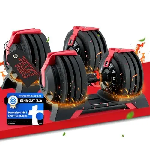 Produktbild: SPORTSCHMIEDE Verstellbare Hanteln Kurzhanteln 2er set Gewichte Hantelset für Frauen und Männer - Heimtraining - Gym für zu Hause - Krafttraining - Adjustable dumbbell set