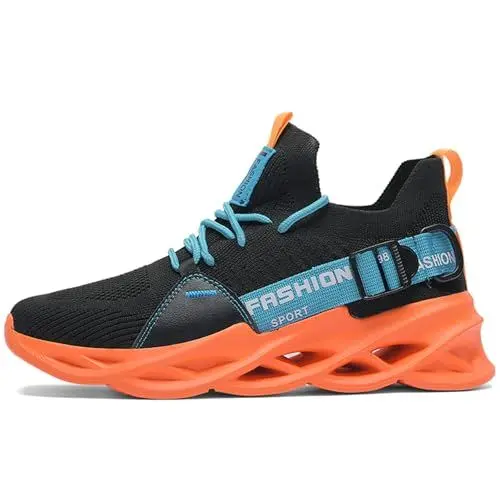 Produktbild: Sportschuhe Herren Sneaker Damen Turnschuhe Tennis Fitness Jogging Leichte Atmungsaktive Casual Schuhe Fashion Straßenlaufschuhe Strick LaufschuheG133 Black Orange 43