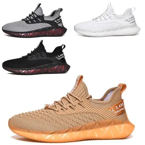 Produktbild: Sportschuhe Herren Sneaker Damen Turnschuhe Tennis Fitness Jogging Leichte Atmungsaktive Casual Schuhe Fashion Straßenlaufschuhe Strick LaufschuheG156 Golden 41