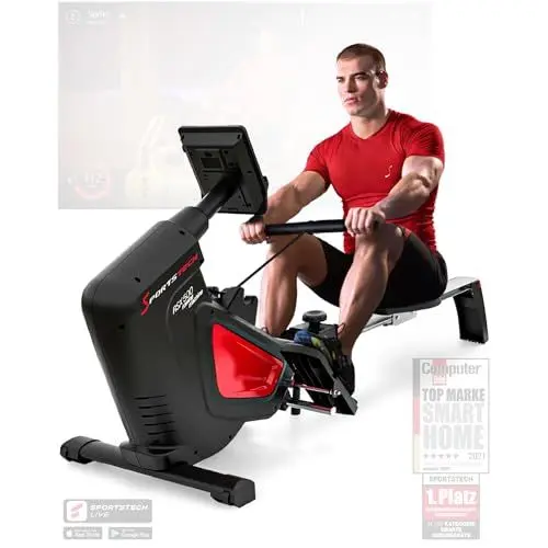 Produktbild: Sportstech RSX500 Rudergerät | Deutsches Qualitätsunternehmen | Wettkampfmodus 16 Programme mit Magnetwiderstand | Leiser Home Trainer klappbar | Rowing Machine
