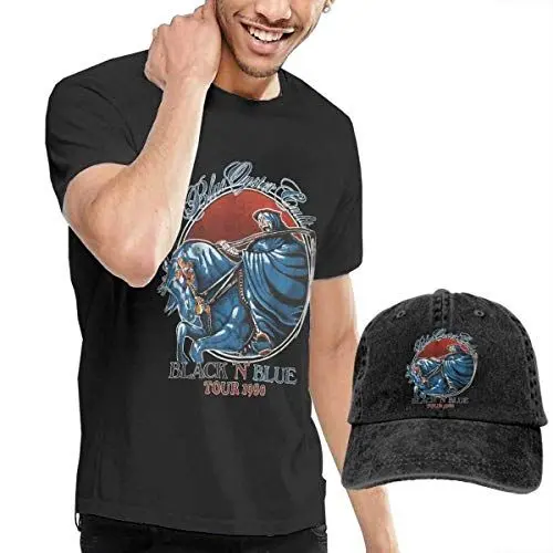 Produktbild: Sportswear Herren Kurzarmhemd, Blue Oyster Cult T Shirts Men's Cotton Short Sleeve Teet with Baseball Cap