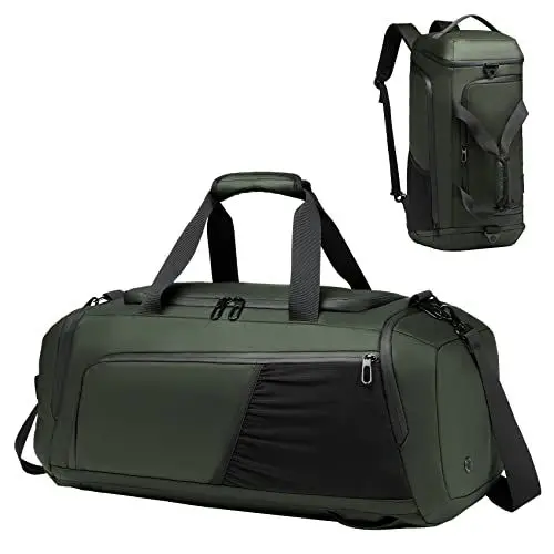 Produktbild: Sporttasche Herren Reisetasche 40L Sporttaschen mit Schuhfach Nassfach Wasserdicht Trainingstasche mit Rucksack Weekender Travel Gym Tasche Duffle Bag Fitnesstasche für Herren Damen (Dunkelgrün)