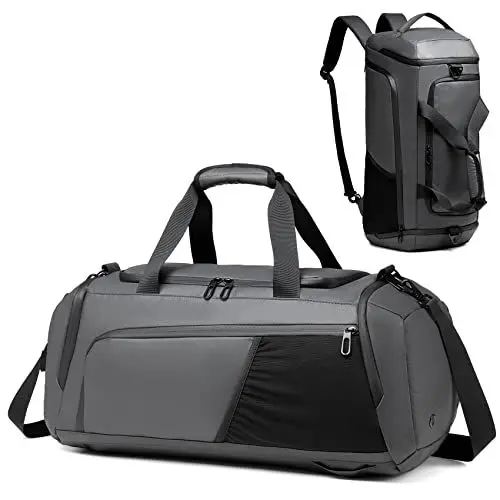 Produktbild: Sporttasche Herren Reisetasche 40L Sporttaschen mit Schuhfach Nassfach Wasserdicht Trainingstasche mit Rucksack Weekender Travel Gym Tasche Duffle Bag Fitnesstasche für Herren Damen (Grau)