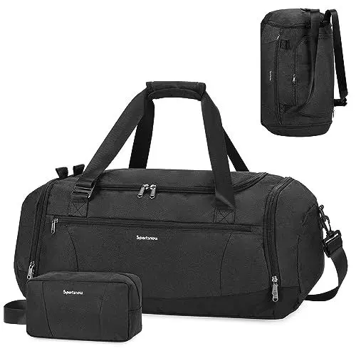 Produktbild: Sporttasche Rucksack Herren Reisetasche mit Schuhfach & Nassfach und Kulturbeutel Weekender-Tasche Damen Trainingstasche mit Trolley-Ärmel, Schwarz