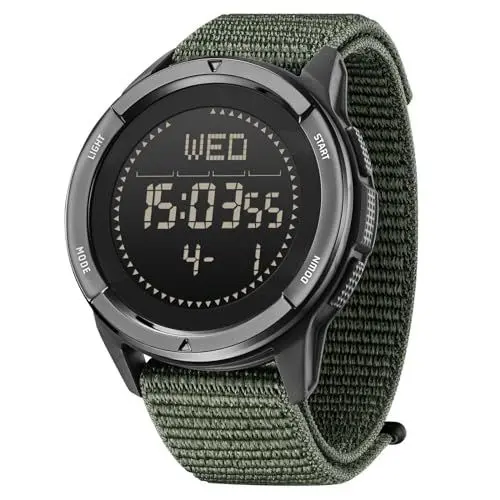 Produktbild: Sportuhren Herren Militär Uhr Schrittzähler Uhr Herren Digital Uhr Herren Outdoor Uhr Tactical Watch Military Watch Digitale Armbanduhr Herren Wanderzubehör Taktische Uhr, Grün
