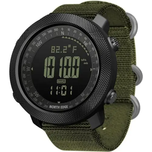 Produktbild: findtime Sportuhren Herren Militär Uhr Schrittzähler Digital Outdoor Tactical Watch Military Digitale Armbanduhr Wanderzubehör Taktische Kompass Höhenmesser Barometer, Grün