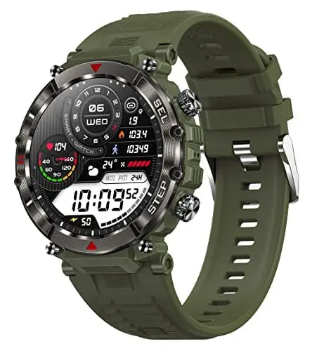 Produktbild: Sportuhren Herren Outdoor Smartwatch Herren mit Telefonfunktion Fitnessuhr Herren mit Blutdruckmessung Wasserdicht Schrittzähler Uhr Militär 100+ Sportmodi Tactical Watch Military Smart Watch