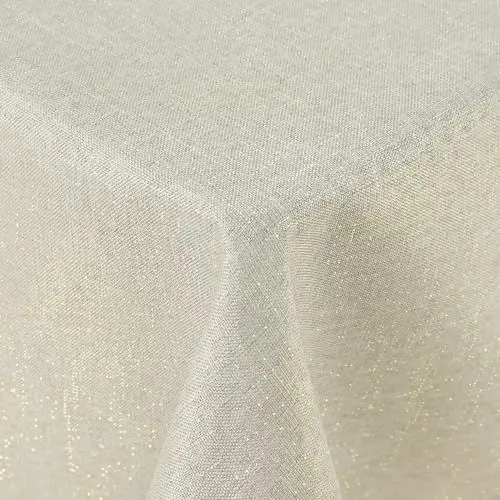 Produktbild: Spotjoy Glitzer Leinenoptik Tischdecke Abwaschbar Rechteckig 100 x 140 cm Tischtuch Lotuseffekt Wasserabweisend Tischwäsche Fleckabweisend - Beige