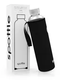 Produktbild: spottle® Glasflasche 750ml mit Neoprenhülle - SCHWARZ