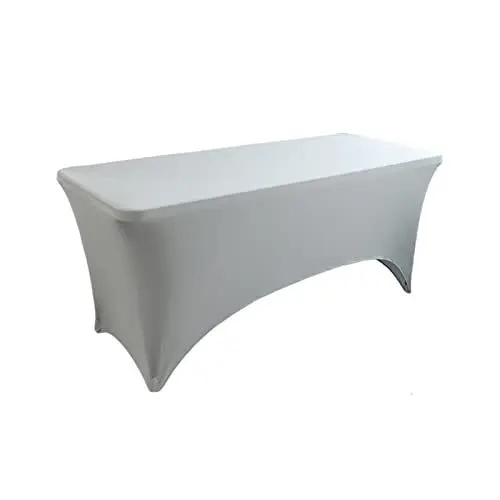 Produktbild: SPOUR Tischdecke, Spandex-Tischdecke, eng anliegend, für Veranstaltungen, Hochzeiten, Bankette und Partys, rechteckige Cocktail-Tischdecke (Hellgrau, 122 x 60 x 75 cm)