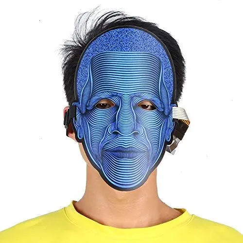 Produktbild: Sprachgesteuerte LED-Licht-Cosplay-Maske, Halloween-Festival-Kostüm, Kaltlichtquelle, Verstellbares Gummiband für Halloween-Partys, Meetings oder Themenpartys, Angetrieben durch
