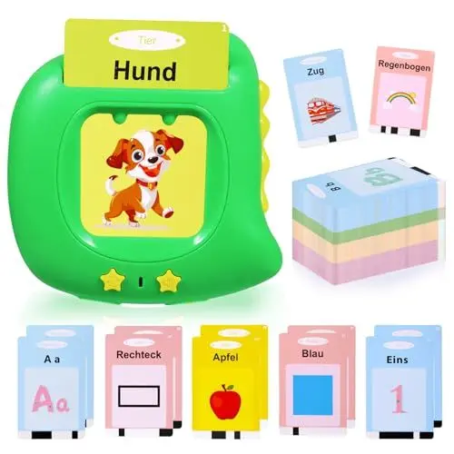 Produktbild: Sprechende Lernkarten Deutsch Lernspielzeug 384 Wörtern Sprechen Lernen Flash Karten Deutsch Lernspiele Sprachspiele Spielzeug ab 2 3 4 5 Jahre, Lernen Alphabet Zahlen Farben Tier Talking Flash Cards