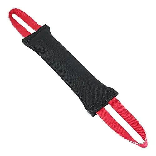 Produktbild: Sprenger Hunde Aportierspielzeug aus Baumwolle I Beisswurst für Zerrspiele I Tauziehen auch für große Hunde, Bringsel Größe L (38 x 10 cm) schwarz/rot